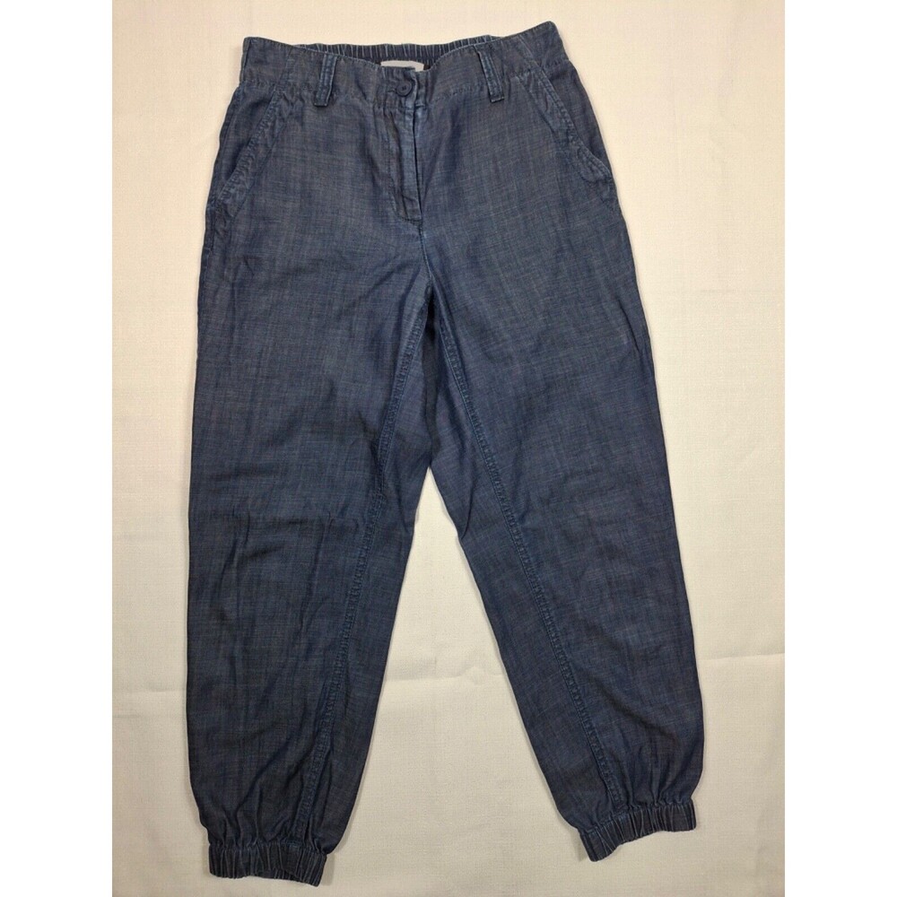 Talbots Chambray Lyocell Linen Jogger Pants Women's Size P Blue Relaxed Petite